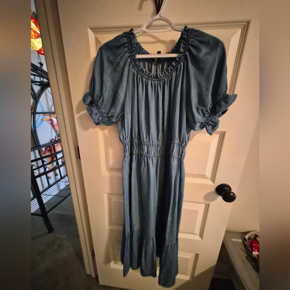 Cottagecore Womens Chambray Jean Dress Super Cute Size Small